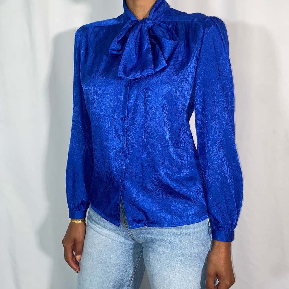 Vintage Heritage Road Blue Paisley Blouse (sz 10)